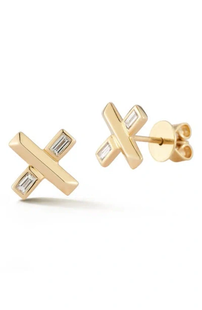 Dana Rebecca Designs Reese Brooklyn Diamond X-stud Earrings In Yellow Gold/ Diamond