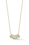 Dana Rebecca Designs Sadie Pearl Channel Set Baguette Fan Necklace In Yellow Gold