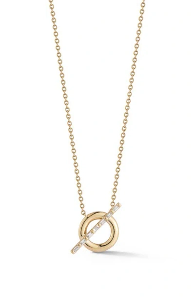 Dana Rebecca Designs Sadie Pearl Baguette Toggle Necklace In Yellow Gold