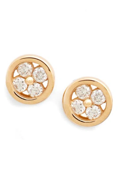 Dana Rebecca Designs Styra Reese Diamond Quatrefoil Stud Earrings In Yellow Gold/diamond