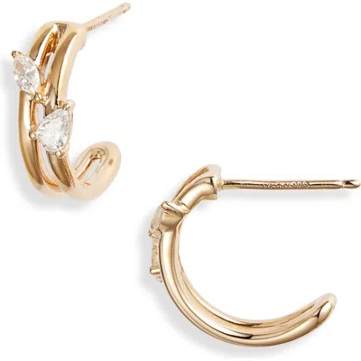 Dana Rebecca Designs Taylor Elaine Diamond Double Huggie Hoop Earrings In Yellow Gold