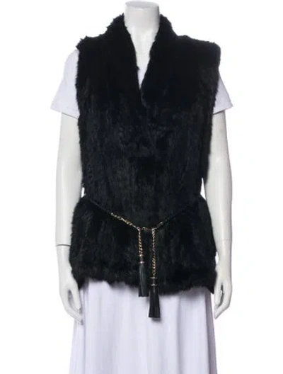 Pre-owned Dana Stein Fur Vest In Black