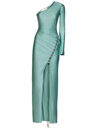 Danamè Mint Green One-shoulder Ivy Long Dress In Verde
