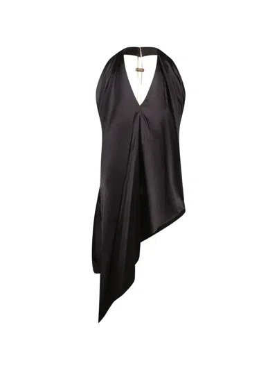 Danamè Asymmetric Halterneck Top In Black