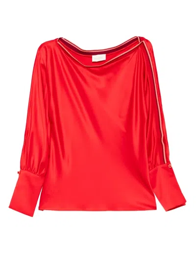 Danamè Asymmetric-neck Top In Red