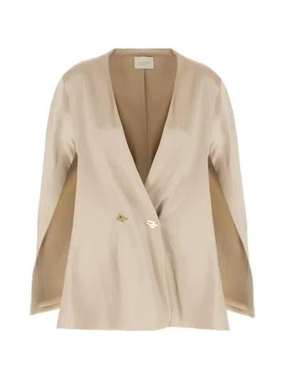 Danamè Cape-sleeve Jacket In Brown