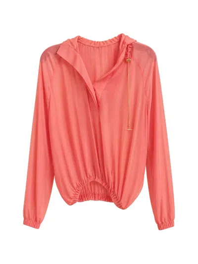 Danamè Chain-detail Hooded Blouse In Pink