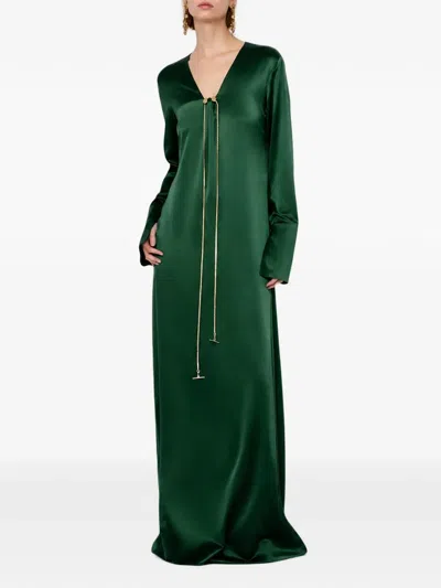Danamè Chain-detail Long-sleeve Maxi Dress In Red