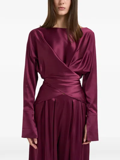 Danamè Draped Wrap-style Blouse In Purple