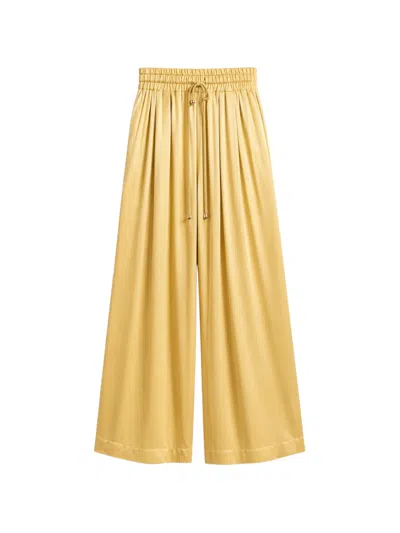 Danamè Drawstring-waist Palazzo Pants In Yellow