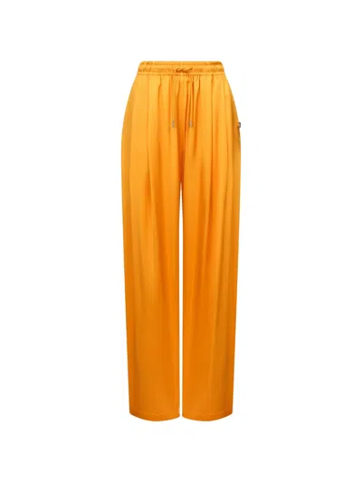 Danamè Elasticated Pleat-detail Trousers In Orange