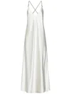 Danamè Ivory Stretch Satin Long Dress In White