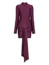 Danamè Mock-neck Draped Mini Dress In Purple