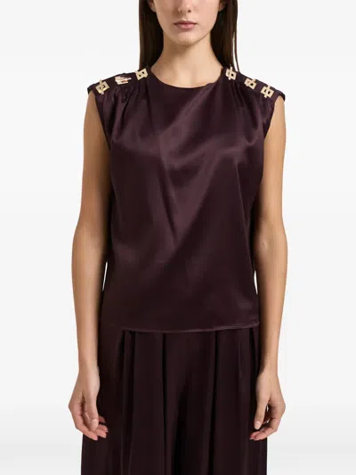 Danamè Nerina Gold-tone Hardware Gathered Top In Burgundy