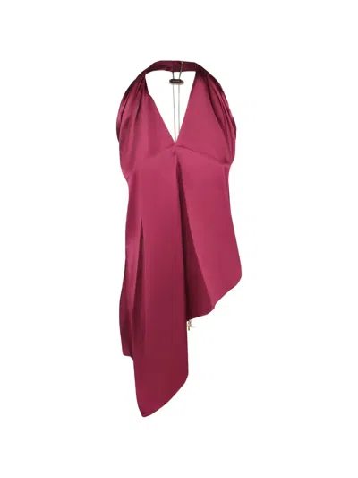 Danamè Odessa Asymmetric Draped Halterneck Blouse In Pink