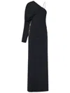 Danamè One-shoulder Black Stretch Jersey Maxi Dress In Black