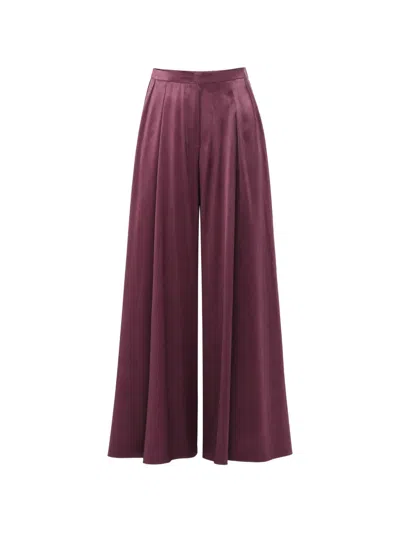 Danamè Pleated Satin Palazzo Pants In Burgundy