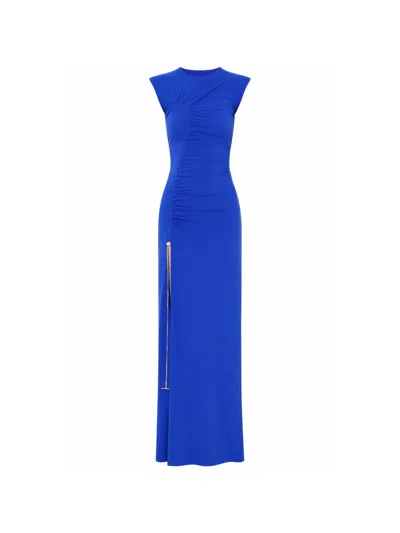 Danamè Ruched Chain-detail Maxi Dress In Blue