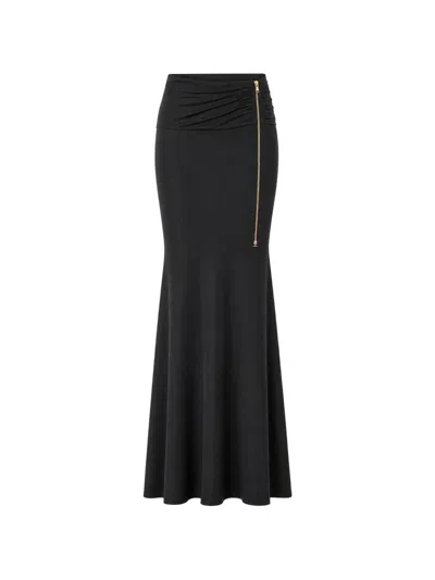 Danamè Ruched Zip-detail Maxi Skirt In Black