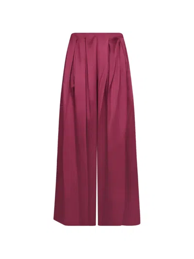Danamè Sandy Pleated Satin Palazzo Pants In Purple
