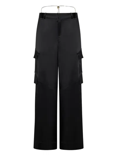 Danamè Satin Cargo Pants In Black