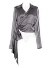 Danamè Satin Wrap Blouse In Gray