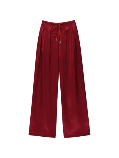 Danamè 새틴 드로스트링 팔라초 팬츠 In Red