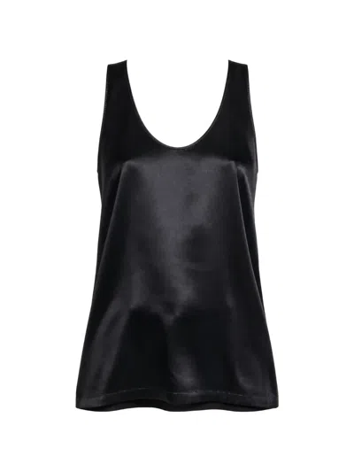Danamè Satin-finish Scoop-neck Top In Black