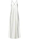 Danamè Ivory Stretch Satin Long Dress In White