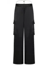 Danamè Stretch Satin Cargo Pants In Black