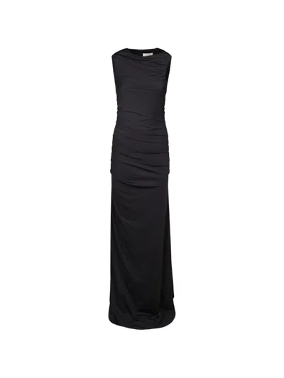 Danamè The Tilda Gathered Sleeveless Maxi Dress In Black