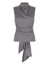 Danamè Tiffany Tie Blouse In Gray