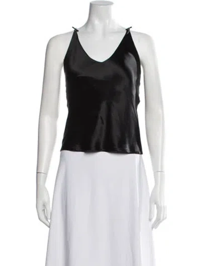 Pre-owned Danamè V-neck Sleeveless Top In Black