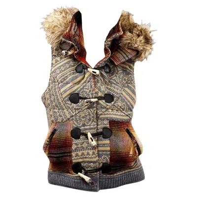 Pre-owned Da-nang New  Knit Wool Vest With Detachable Hood Size: Small In Brown