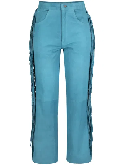 Dancassab Amador Fringed Suede Trousers In Blue