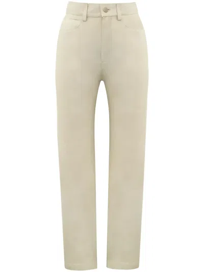 Dancassab Amira Straight-leg Suede Trousers In Neutral