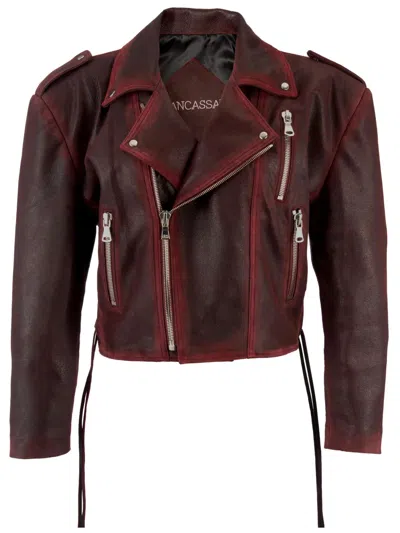 Dancassab Calista Leather Jacket In Brown