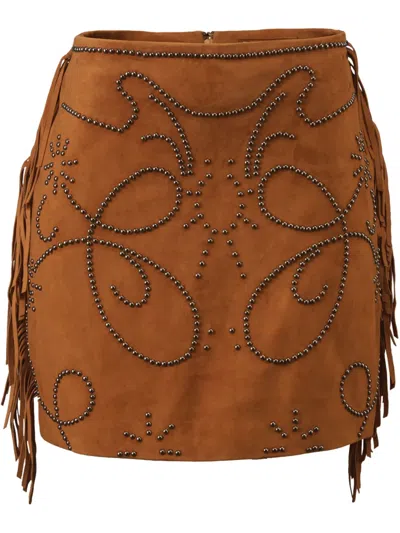 Dancassab Cosima Suede Skirt In Brown