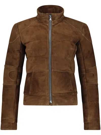 Dancassab Darder Suede Puffer Jacket In Brown