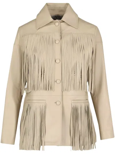 Dancassab Dixie Fringed Leather Jacket In Brown