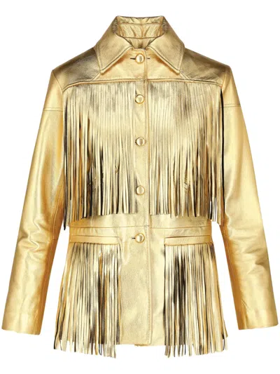 Dancassab Dixie Fringe-trim Jacket In Gold