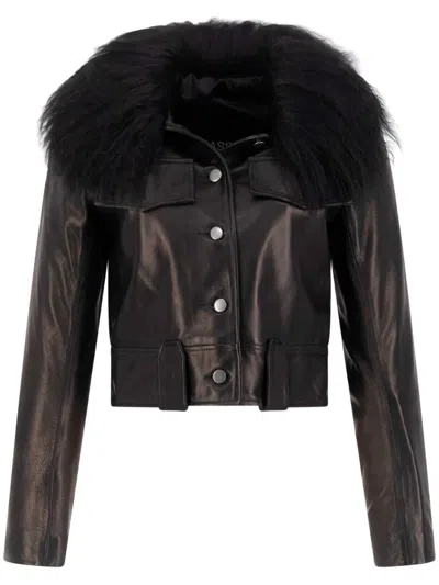 Dancassab Fanny Leather Jacket In Black