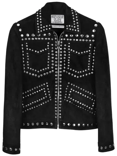 Dancassab Love Studded Suede Jacket In Black