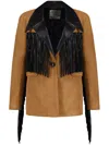 Dancassab Patsy Fringe-trim Jacket In Brown