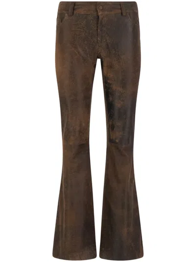 Dancassab Rina Lambskin Flared Trousers In Brown