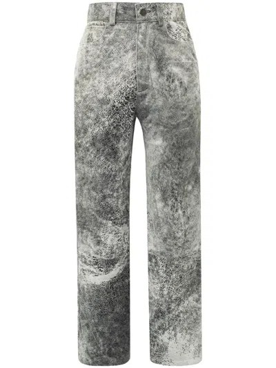 Dancassab Ruth Distressed-effect Leather Trousers In Gold