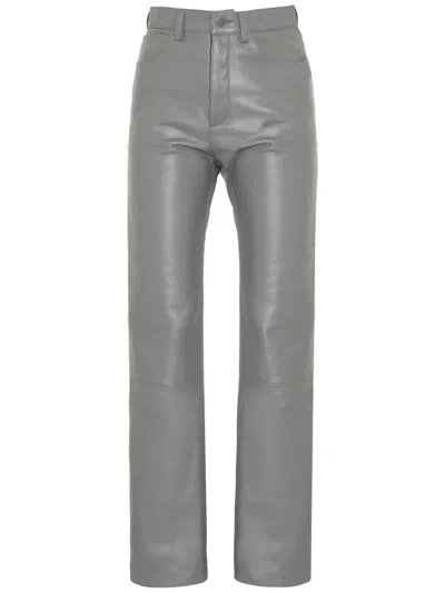Dancassab Ruth Leather Straight Trousers In Gray