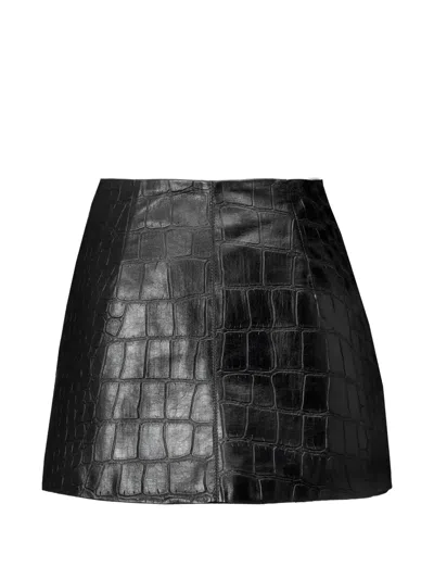 Dancassab Strukturierter Tecovas Minirock Aus Leder In Black