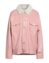 Dancassab Woman Jacket Antique Rose Size M Lambskin, Shearling In Pink