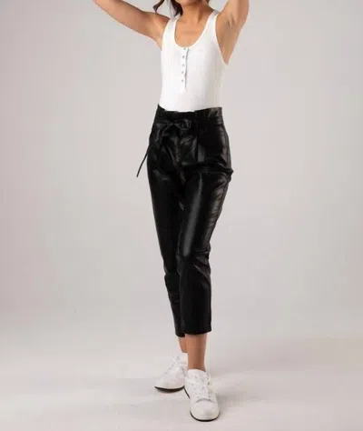 Dance & Marvel Front Tie Leather Pant In Black